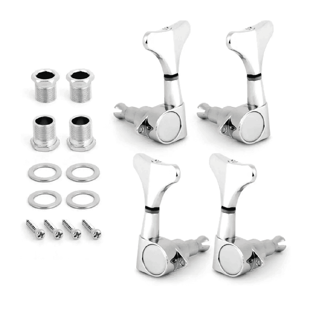 SET DE CLAVIJAS PARA BAJO ELECTRICO DE 4 CUERDAS, 2 DERECHA - 2 IZQUIERDA, NIQUELADAS