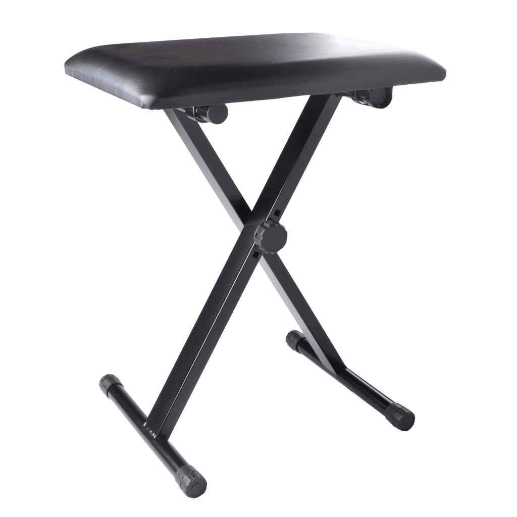 SILLA PARA TECLADO O PIANO, DE METAL CON ALMOHADA DE ESPUMA Y VINIL, COLOR NEGRO