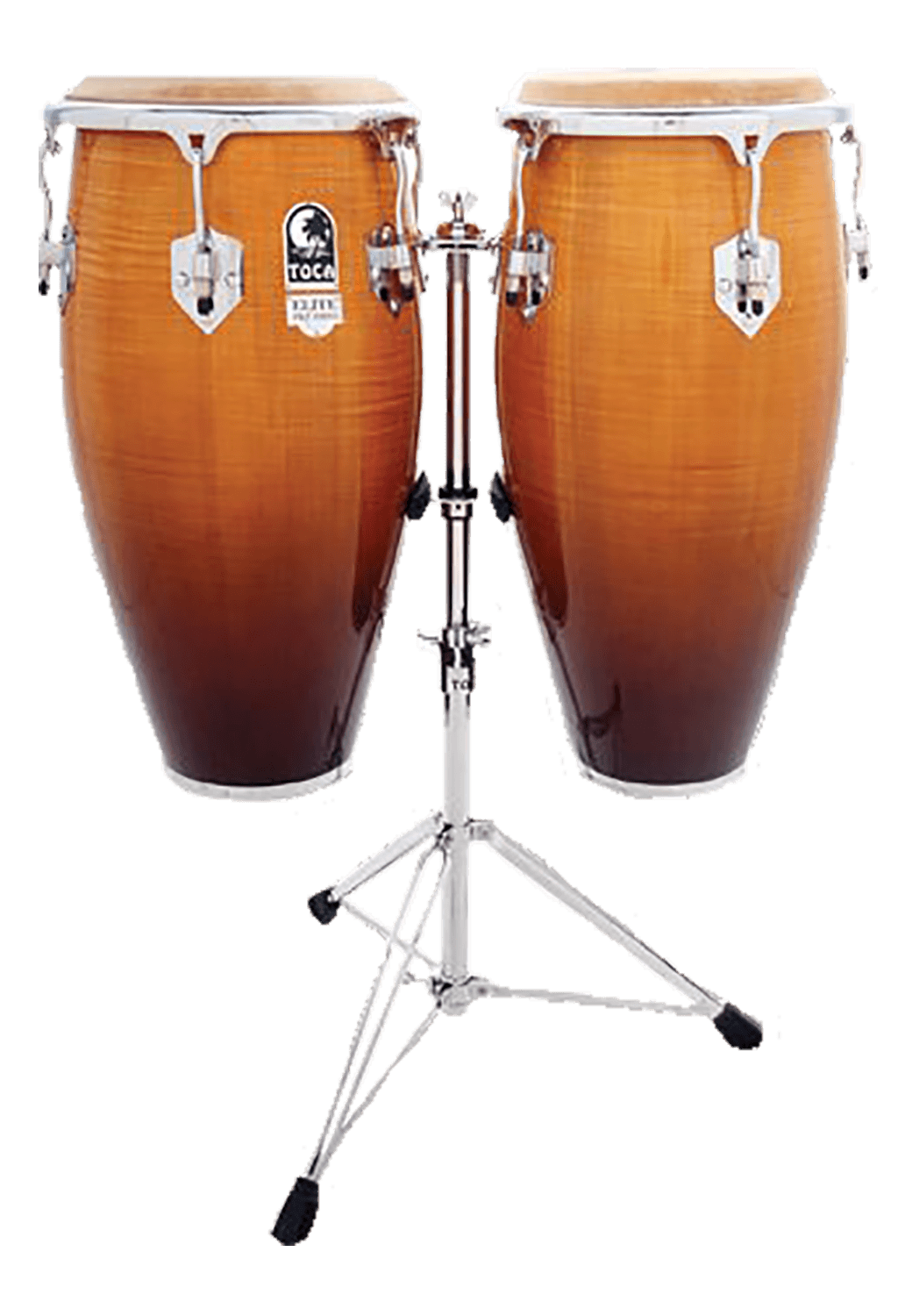 SET DE CONGAS 11 - 11.75" DE MADERA MAPLE SERIE ELITE PRO, COLOR AMARILLO, INCLUYE SOPORTE CROMADO