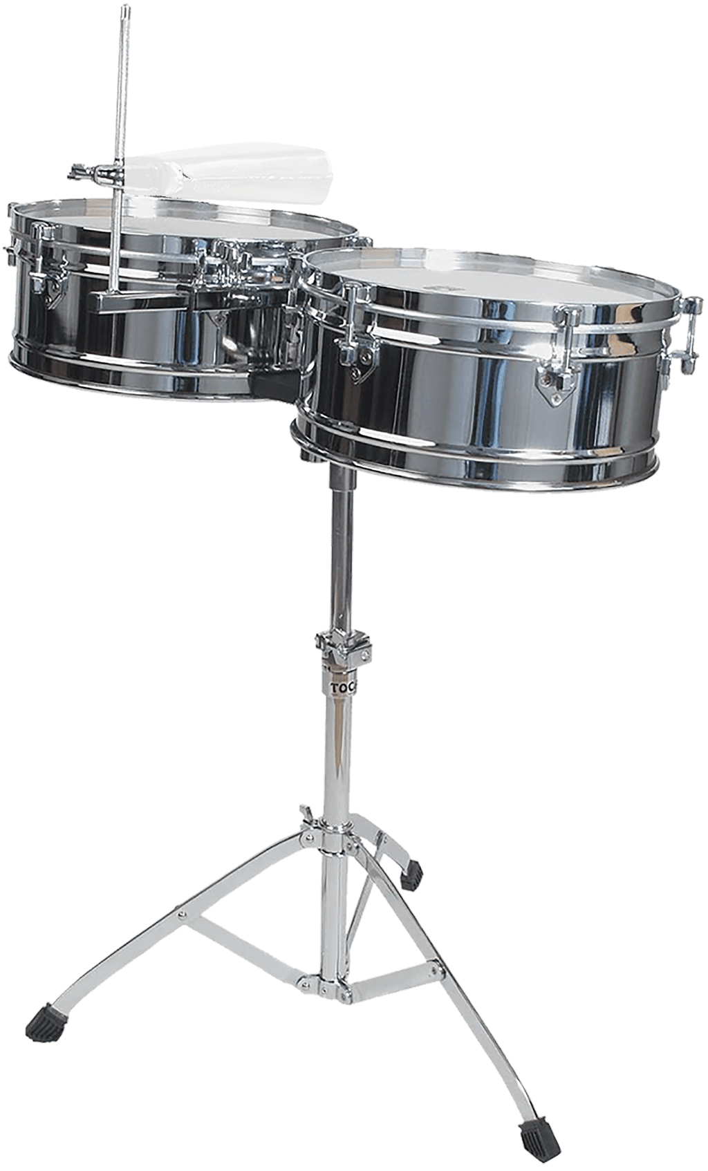 SET DE TIMBALES 14" - 15" DE ACERO LAMINADO, INCLUYE PEDESTAL