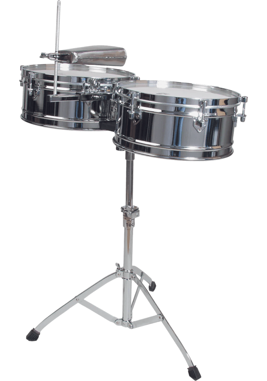 SET DE TIMBALES 14" - 15" DE ACERO LAMINADO, INCLUYE PEDESTAL - Miniatura 2