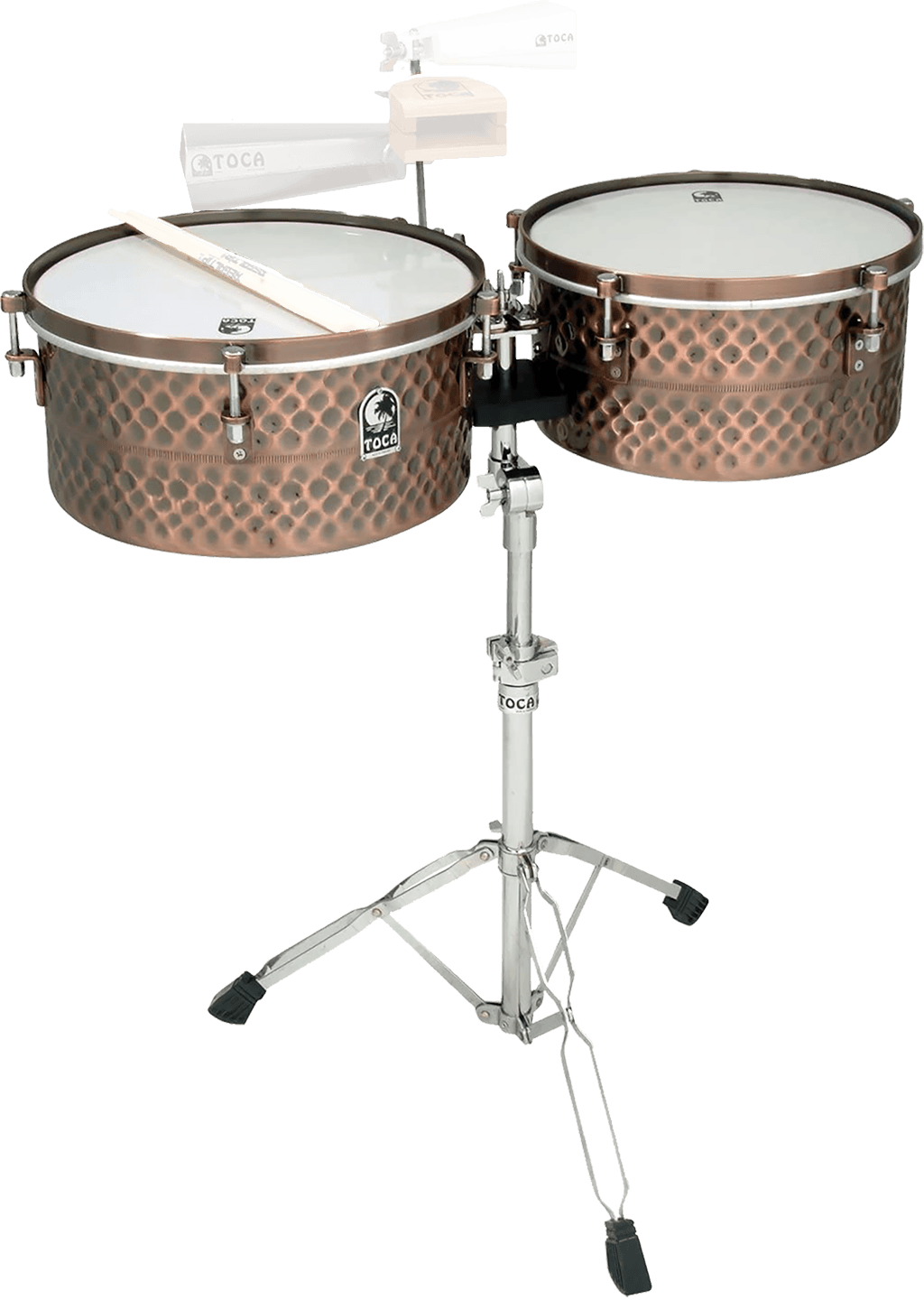 SET DE TIMBALES 14" - 15", SERIE PRO LINE, COLOR COBRE, INCLUYE PEDESTAL
