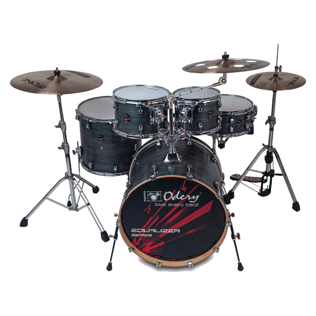 SET DE BATERIA ACUSTICA, SERIE EQUALIZER, MADERA DE TILO, COLOR GREEN OCEAN, PEDAL CON DOBLE CADENA, INCLUYE 3 PEDESTALES