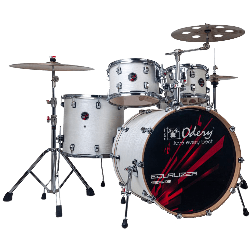 SET DE BATERIA ACUSTICA, SERIE EQUALIZER, MADERA DE TILO, COLOR LUNAR WAVES, PEDAL CON DOBLE CADENA, INCLUYE 3 PEDESTALES