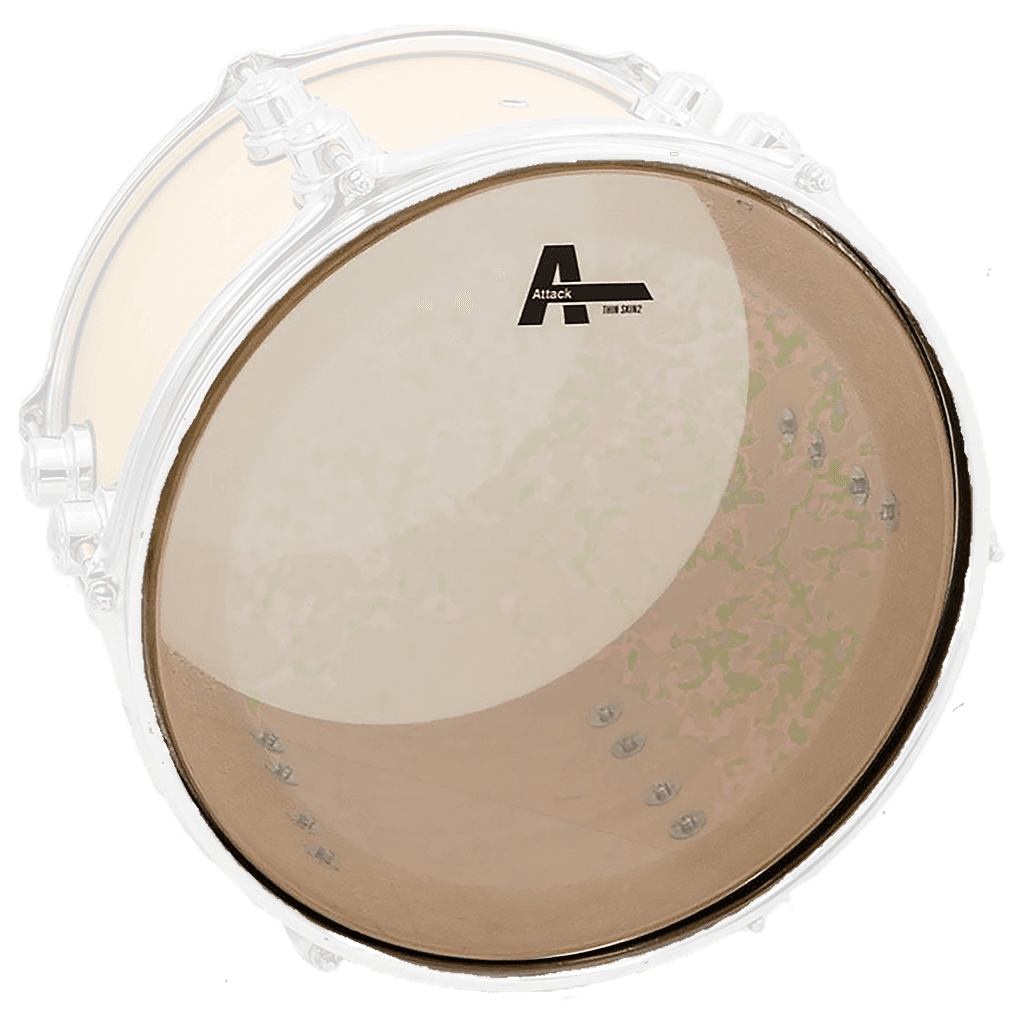 PARCHE 20" PARA BOMBO DE BATERIA O BANDA DE GUERRA, CABEZAL DE IMPACTO, UNA CAPA DE 10 MIL., TRANSPARENTE CON APAGADOR DE ARMONICOS