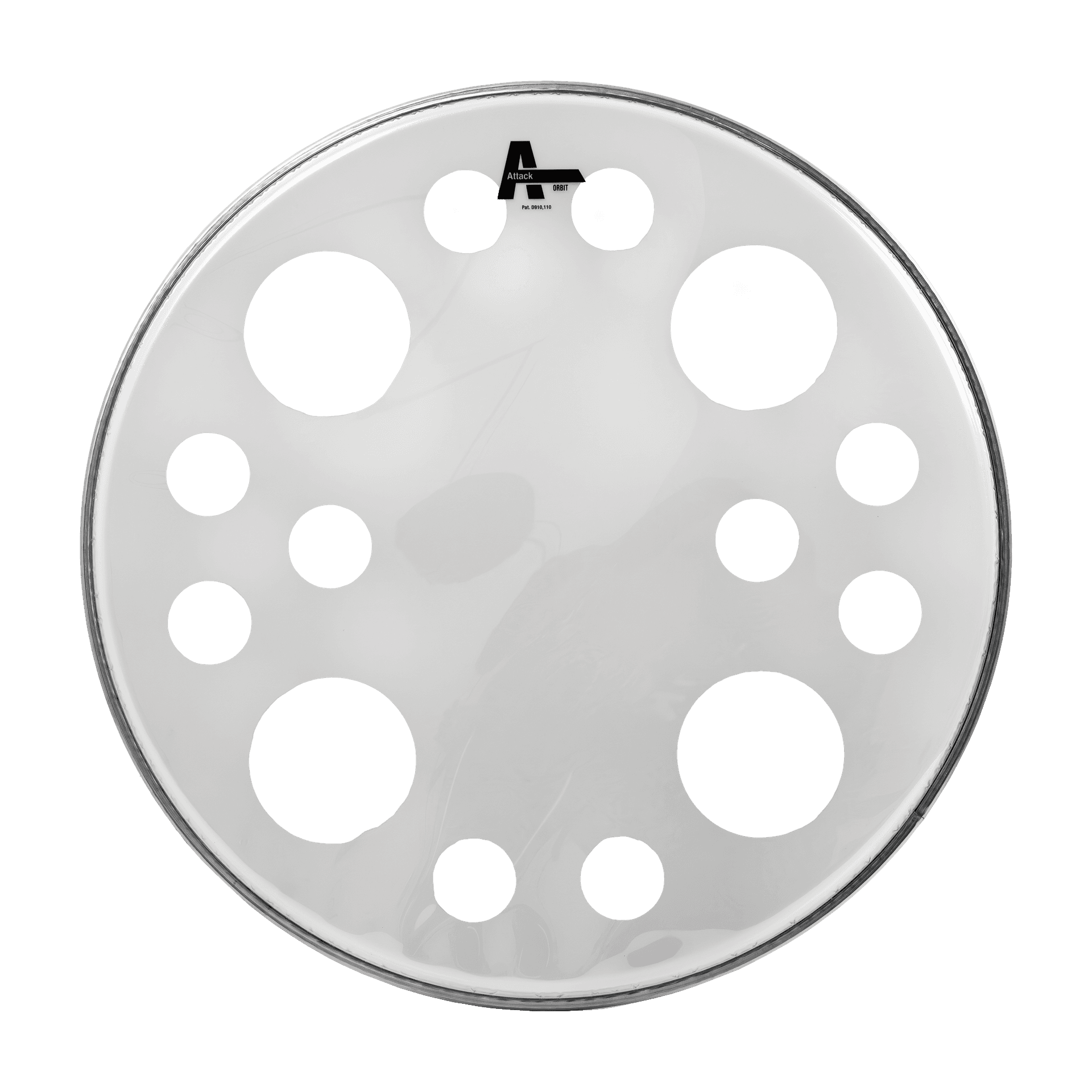 PARCHE 22" PARA BOMBO, CABEZAL DE IMPACTO, DOBLE CAPA DE  10 MIL., TRANSPARENTE / BLANCO CON APAGADOR DE ARMONICOS - Miniatura 2