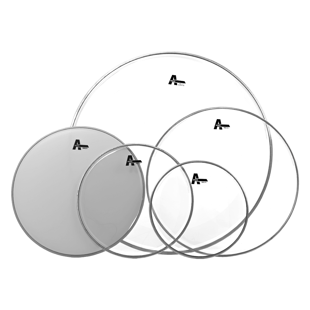 SET DE PARCHES 10",12",16", 22" DHA 1 CAPA TRANSPARENTE, 14" RUGOSO CON APAGADOR DE ARMONICOS, PARA BATERIA - Miniatura 2