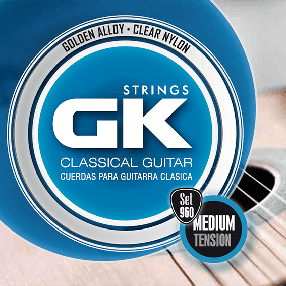 SET DE CUERDAS GK PARA GUITARRA CLASICA, TENSION SUAVE, CAJA/AZUL 6C DORADAS