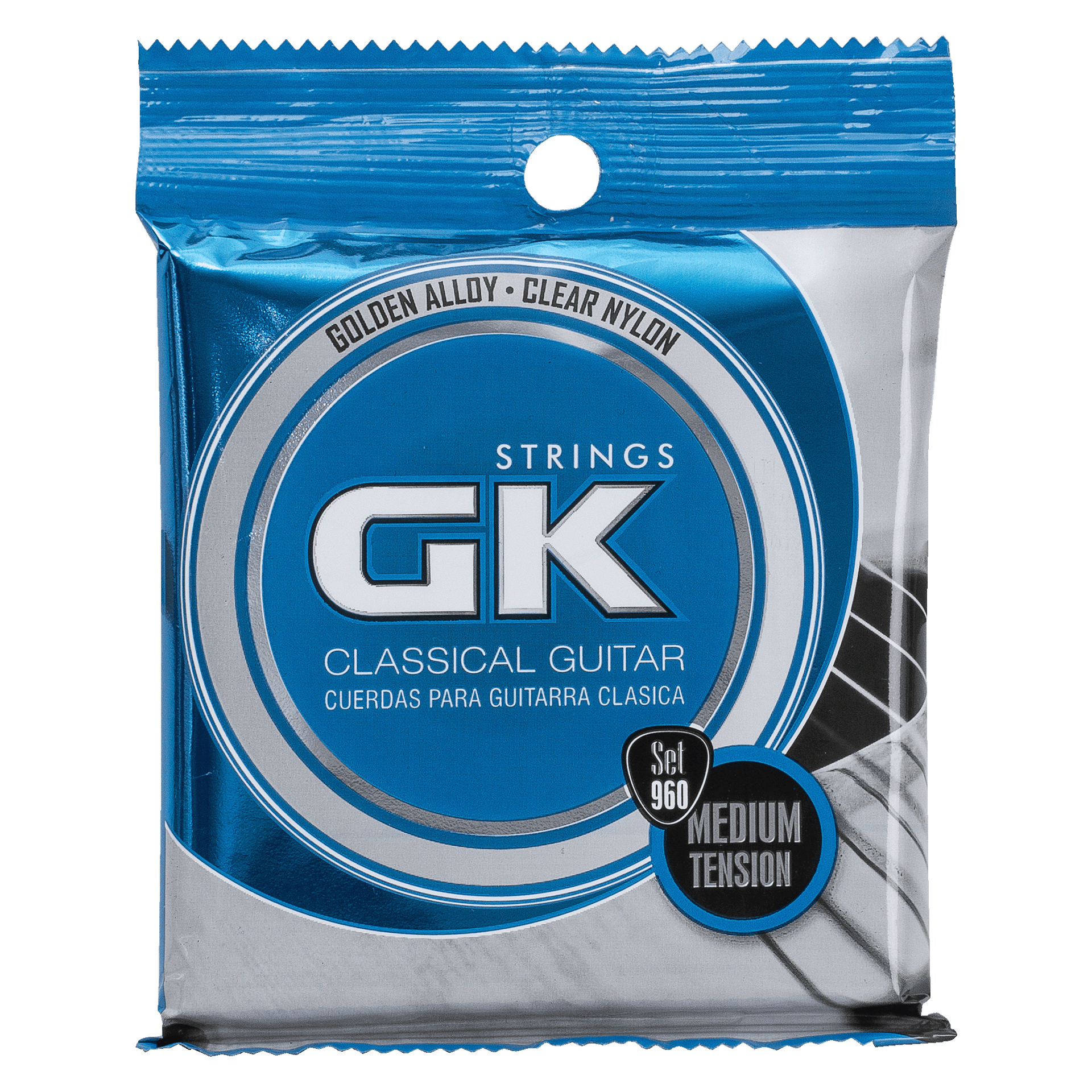 SET DE CUERDAS GK PARA GUITARRA CLASICA, TENSION SUAVE, CAJA/AZUL 6C DORADAS - Miniatura 2