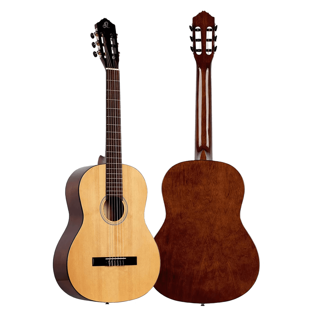 GUITARRA CLASICA 39", COLOR NATURAL, ACABADO LACADO ALTO BRILLO, TAPA DE ABETO, FONDO Y AROS DE CATALPA, CUERDAS ORTEGA