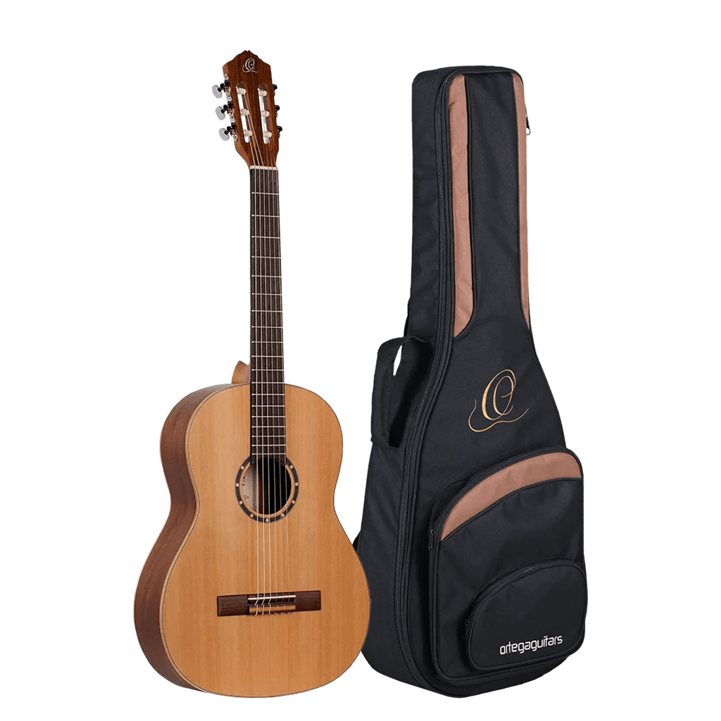 GUITARRA CLASICA 39", COLOR NATURAL, ACABADO MATE, TAPA DE CEDRO, FONDO Y AROS DE CAOBA, CUERDAS ORTEGA