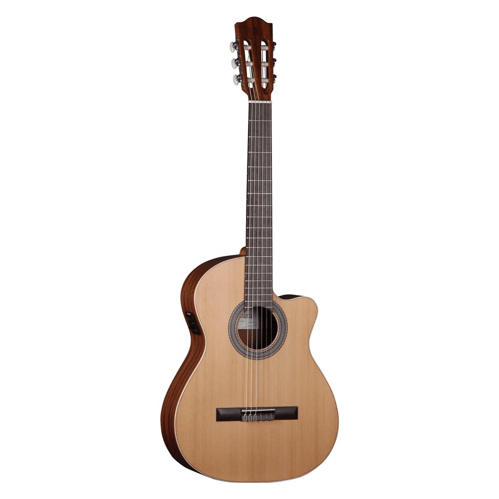 GUITARRA ELECTROCLASICA 39", CUTAWAY, CON EQ FISHMAN, COLOR NATURAL ACABADO MATE, TAPA DE CEDRO MACIZO, FONDO Y AROS DE WENGUE, CUERDAS D ADDARIO,  INCLUYE BOLSO DE 10MM DE ESPESOR