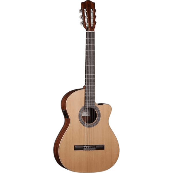 GUITARRA ELECTROCLASICA 39", CUTAWAY, CON EQ FISHMAN, COLOR NATURAL ACABADO MATE, TAPA DE CEDRO MACIZO, FONDO Y AROS DE WENGUE, CUERDAS D ADDARIO,  INCLUYE BOLSO DE 10MM DE ESPESOR - Miniatura 2