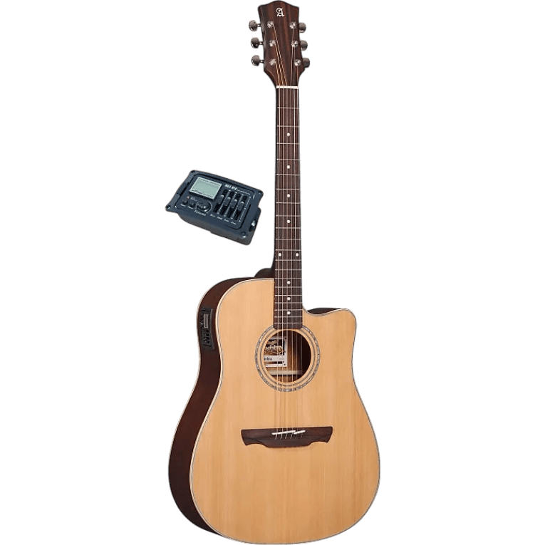 GUITARRA ELECTROACUSTICA 41", CUTAWAY, CON EQ MINGS, COLOR NATURAL ACABADO DE ALTO BRILLO, TAPA DE CEDRO MACIZO, FONDO Y AROS DE SAPELLI, CUERDAS D ADDARIO, INCLUYE BOLSO - Miniatura 2