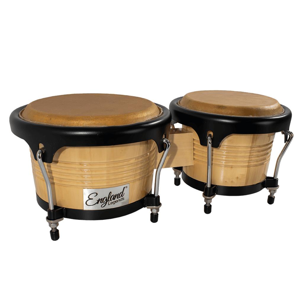 BONGO 7.5 - 8.5", DE MADERA COLOR NATURAL, CON ARO NEGRO, INCLUYE LLAVE PARA AFINAR