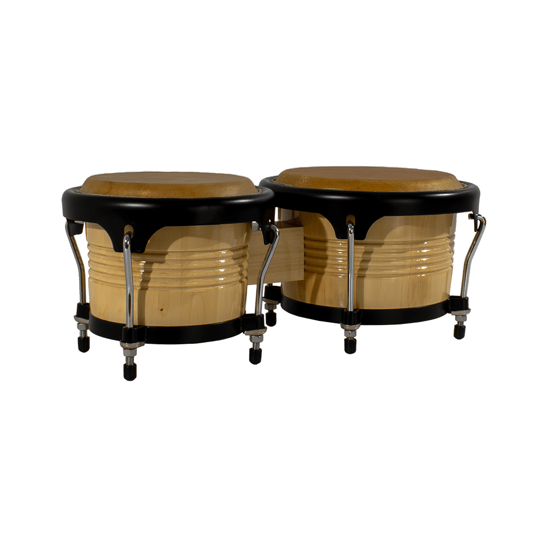 BONGO 7.5 - 8.5", DE MADERA COLOR NATURAL, CON ARO NEGRO, INCLUYE LLAVE PARA AFINAR - Miniatura 3