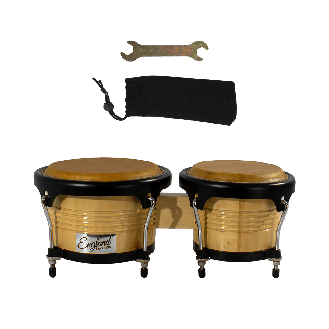 BONGO 7.5 - 8.5", DE MADERA COLOR NATURAL, CON ARO NEGRO, INCLUYE LLAVE PARA AFINAR - Miniatura 6