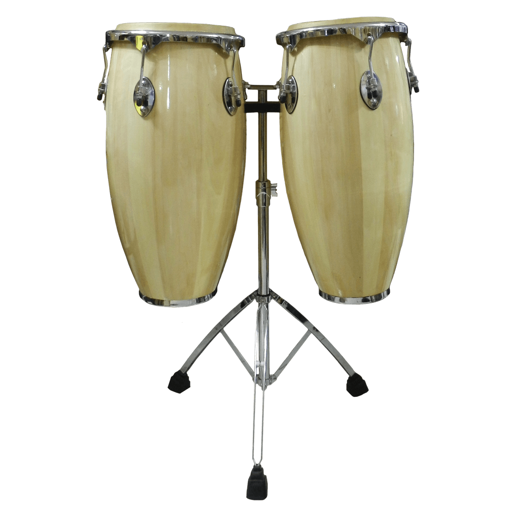 SET DE CONGAS 11 - 12", MADERA DE ARCE COLOR NATURAL, CON ARO NIQUELADOS, INCLUYE SOPORTE