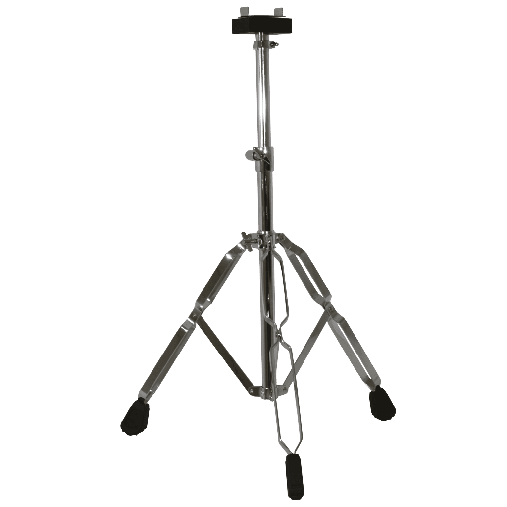 SOPORTE TIPO PEDESTAL PARA CONGA, ACABADO NIQUELADO CON TOPES DE CAUCHO