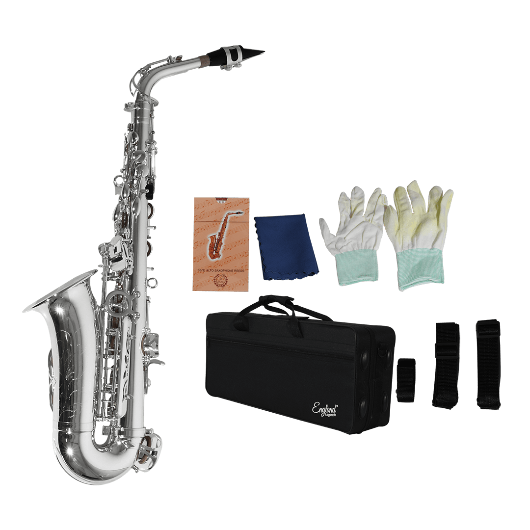 SAXOFON ALTO, ACABADO NIQUEL, INCLUYE ACCESORIOS COMO ESTUCHE,KIT DE LIMPIEZA, CORREA Y GUANTES BLANCOS - Miniatura 2