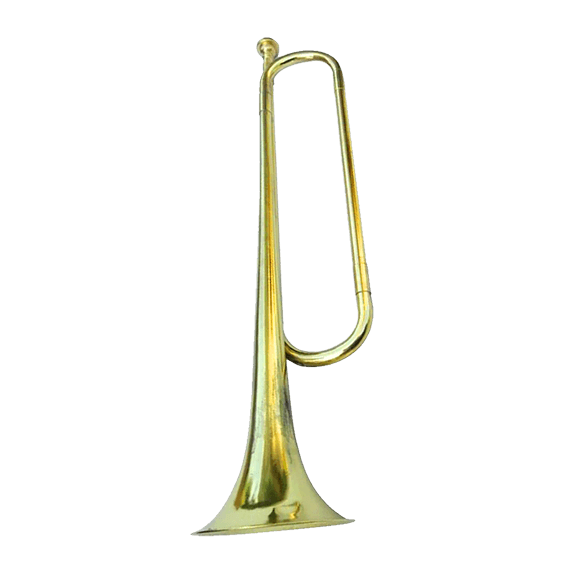 CORNETA PARA BANDA DE GUERRA, ACABADO LAQUEADO DORADO