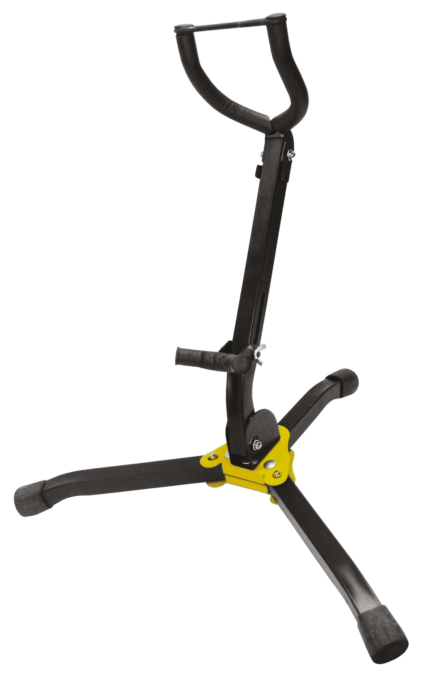 SOPORTE PARA SAXOFON ALTO PLEGABLE, COLOR NEGRO Y AMARILLO