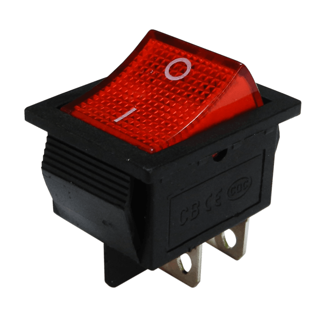SWITCH CON NEON, 4 PINES, 2 POSICIONES, ON/OFF, 5A-250V, 8A-250V, 10A-125V