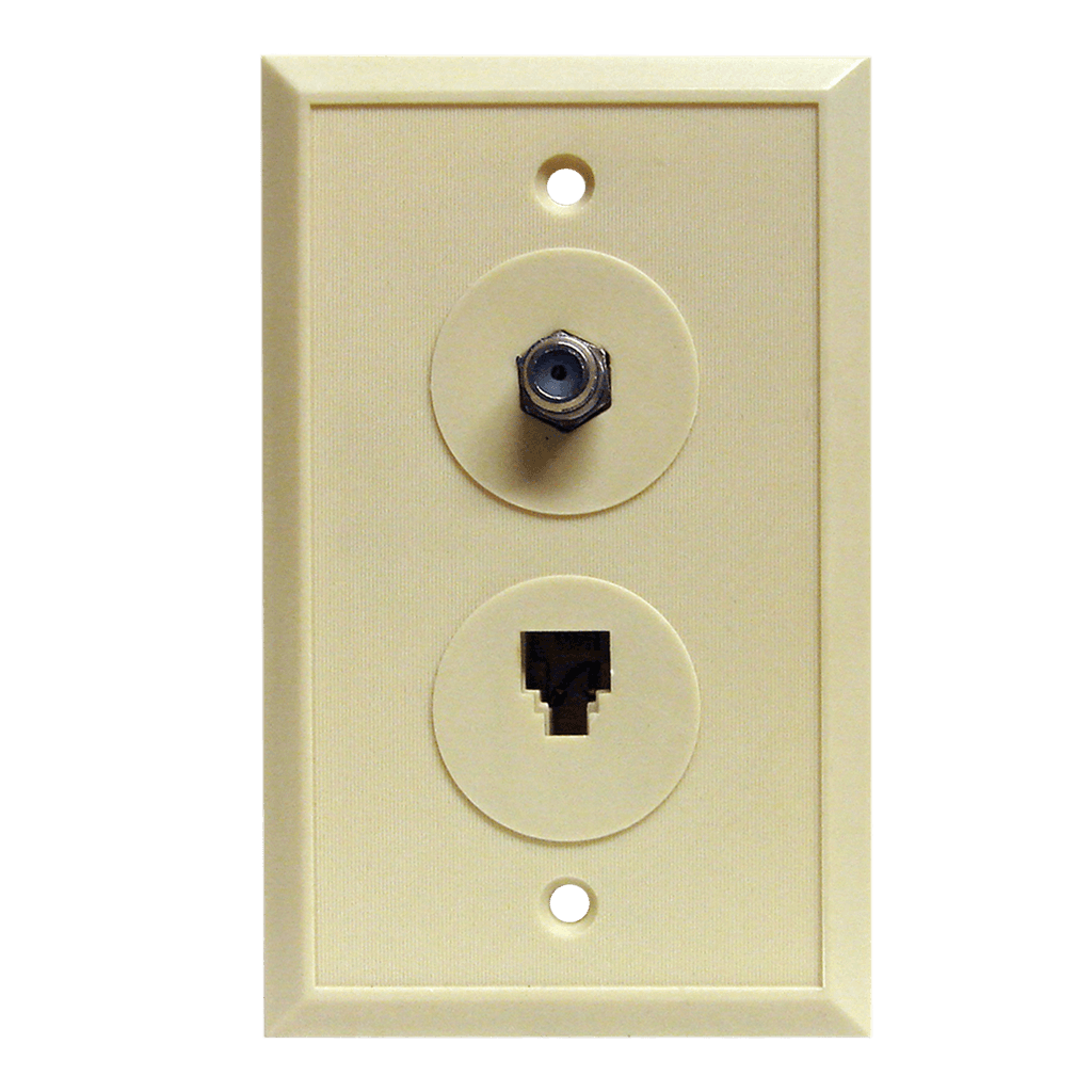 PLACA DE PARED CON JACK RJ-11 Y CONECTOR COAXIAL RG-59