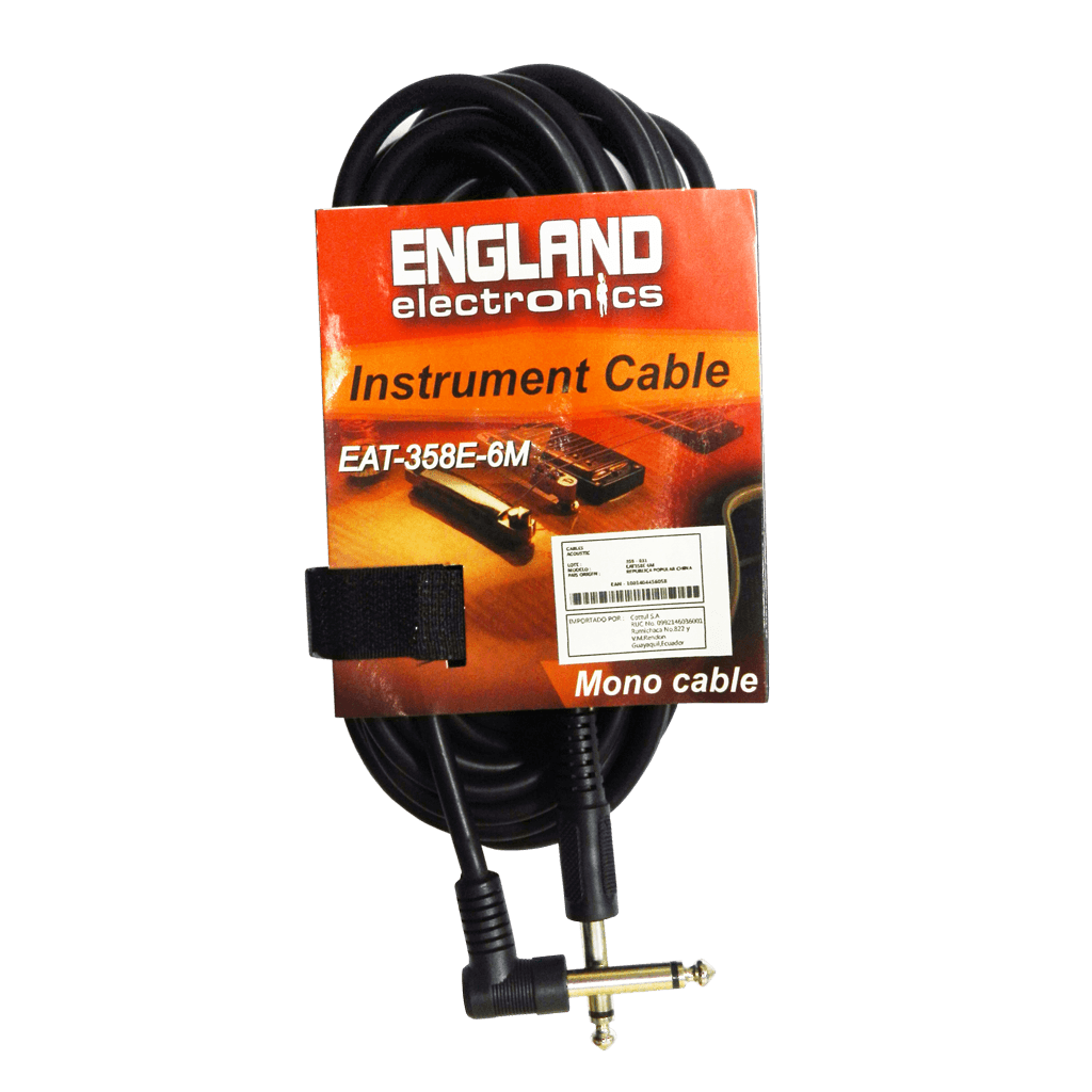 CABLE DE AUDIO, PLUG 6.3MM MONO EN L A PLUG 6.3MM MONO, 6MTS