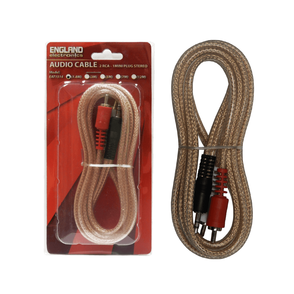 CABLE DE AUDIO NEGRO, 2 PLUG RCA A PLUG 3.5MM, CCS/CCA, 1.8MTS