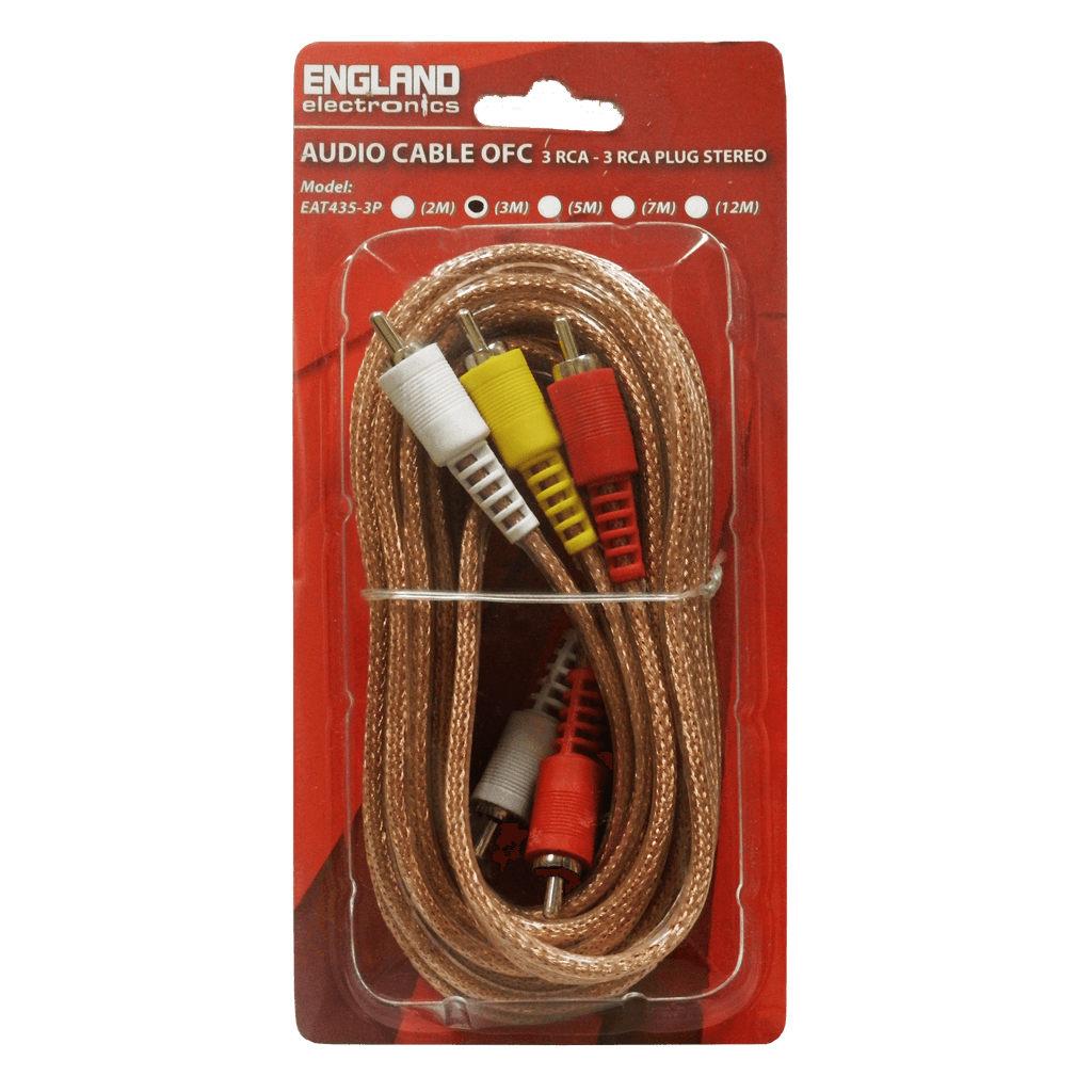 CABLE DE AUDIO TRANSPARENTE, 3 PLUG RCA A 3 PLUG RCA, CCS/CCA, 7MTS