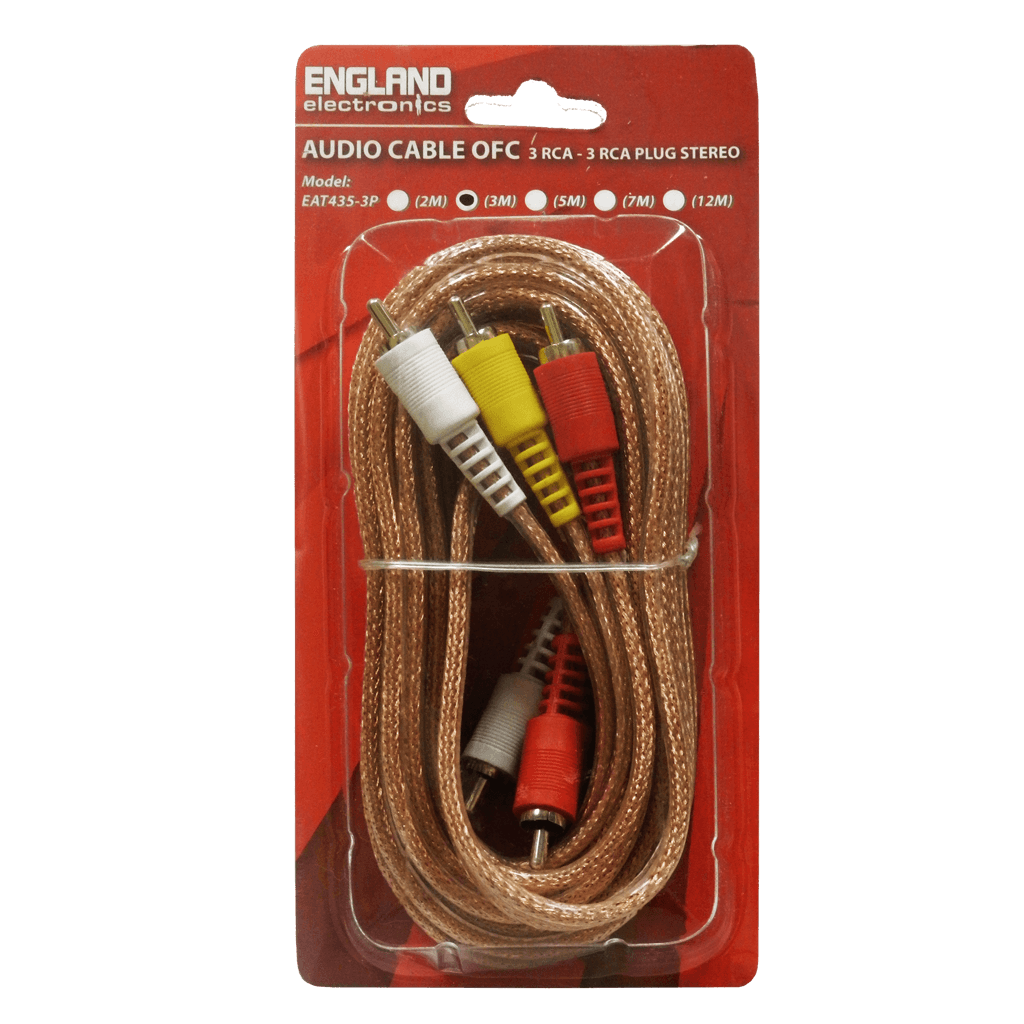 CABLE DE AUDIO TRANSPARENTE, 3 PLUG RCA A 3 PLUG RCA, CCS/CCA, 12MTS