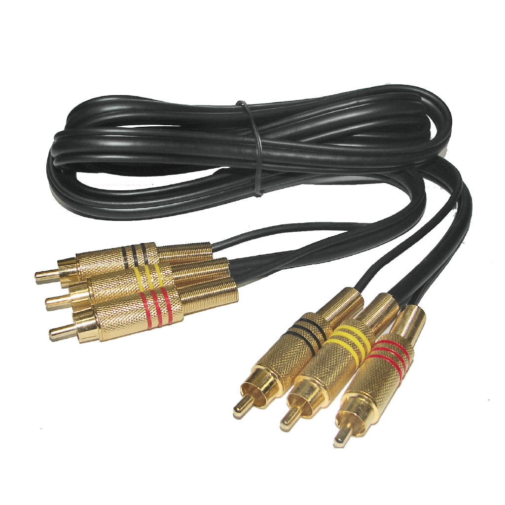 CABLE DE AUDIO, 2 PLUG RCA A 3 PLUG RCA DORADO, CCA, 1.5MTS