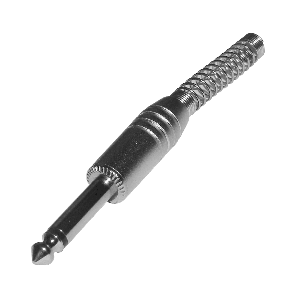 PLUG 6.3MM PLATEADO, MONO CON RESORTE, METALICO