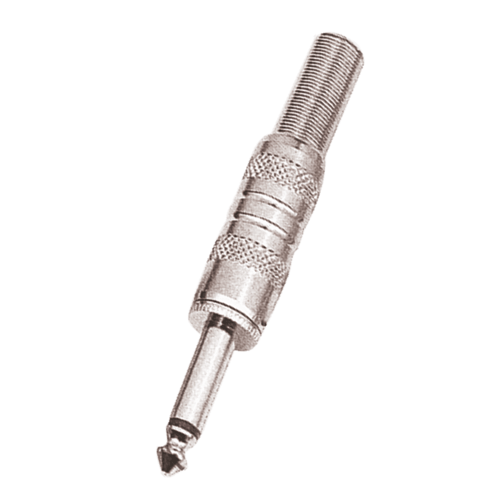 PLUG 6.3MM PLATEADO, MONO CON RESORTE, METALICO