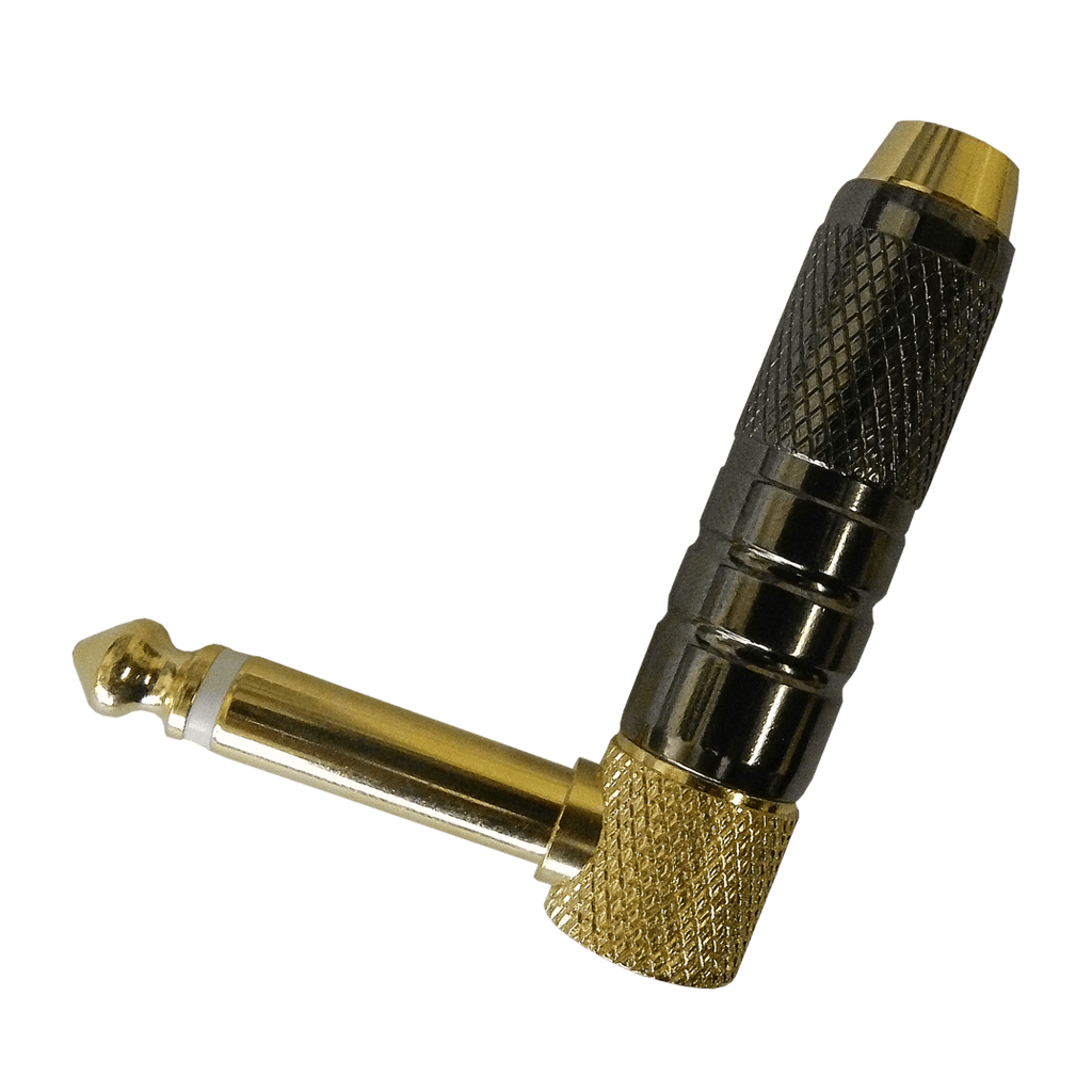 PLUG 6.3MM DORADO, MONO, TIPO L SIN RESORTE, NEGRO, METALICO