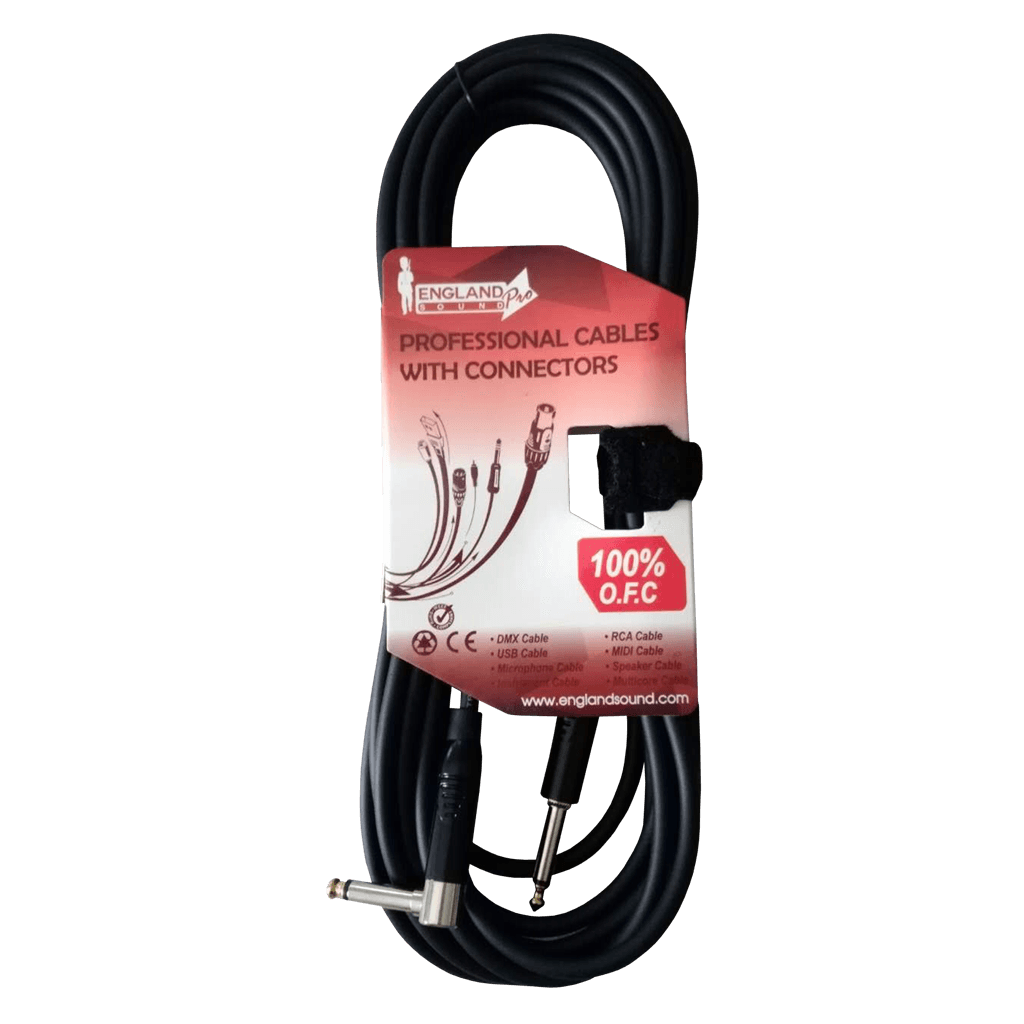 CABLE DE AUDIO, PLUG 6.3MM MONO EN L A PLUG 6.3MM MONO, OFC, 6MTS