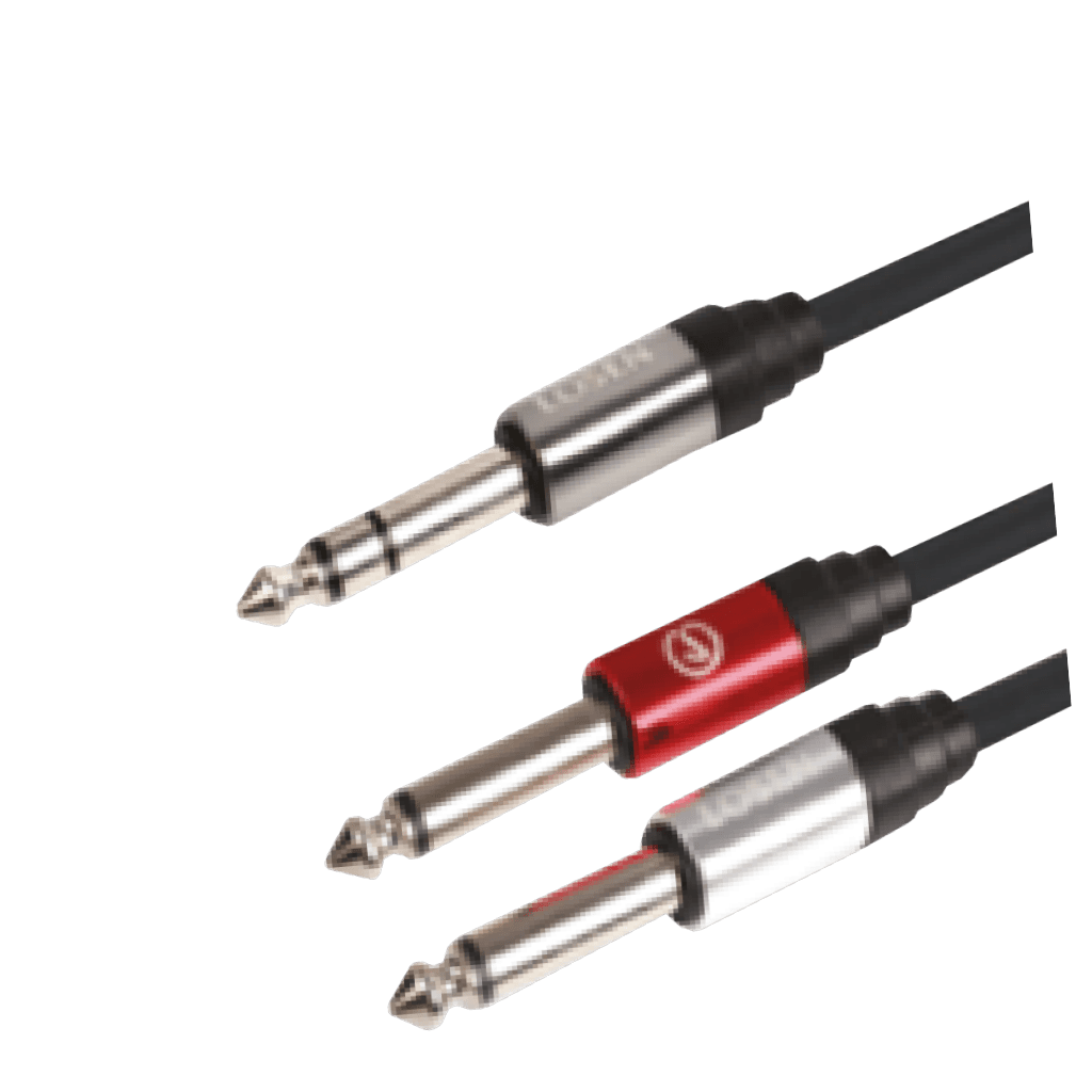 CABLE DE AUDIO, PLUG 6.3MM ESTEREO A 2 PLUG 6.3MM MONO, OFC, 6MTS