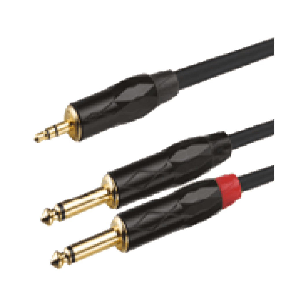 CABLE DE AUDIO, PLUG 3.5MM ESTEREO A 2 JACK RCA, OFC, 2MTS