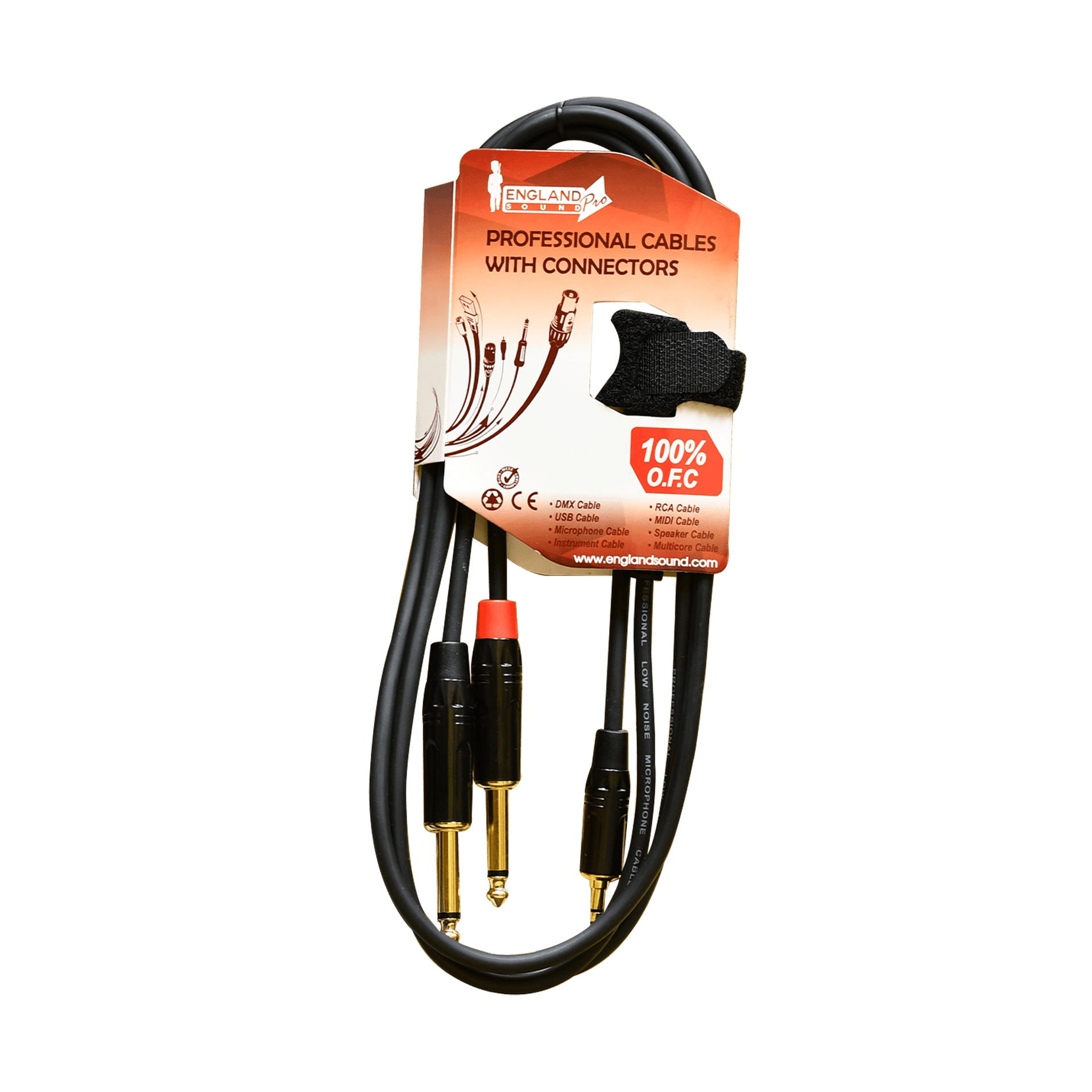 CABLE DE AUDIO, PLUG 3.5MM ESTEREO A 2 JACK RCA, OFC, 2MTS - Miniatura 2