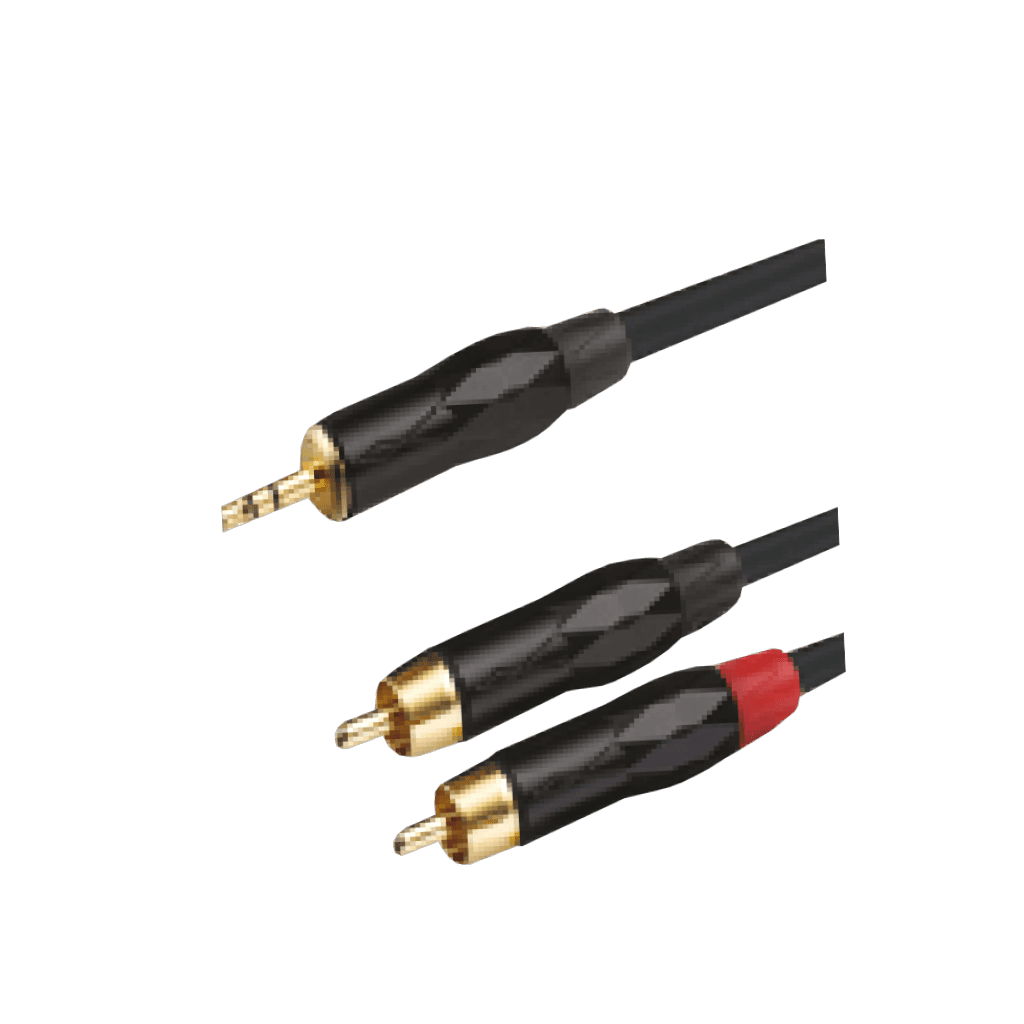 CABLE DE AUDIO, PLUG 3.5MM ESTEREO A 2 PLUG RCA, OFC, 2MTS