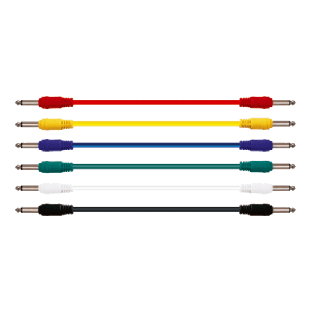SET DE CABLE PARA PACHEO, 6.3MM A 6.3MM, 6 COLORES, 30 CM