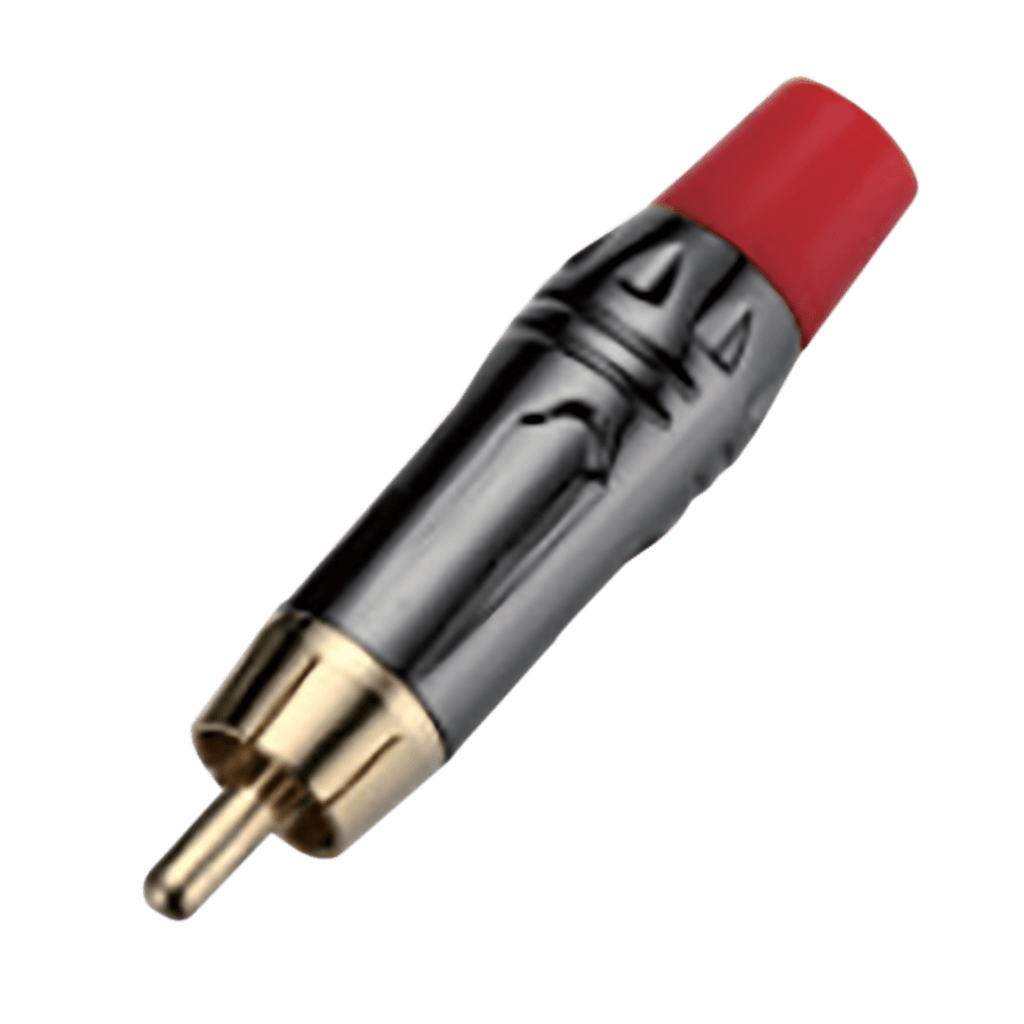 PLUG RCA, SIN RESORTE, ROJO, METALICO