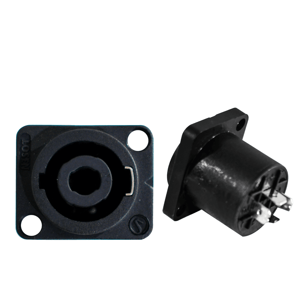 JACK SPEAKON DE CHASIS, 4 PINES, 2 VIAS, CUADRADA