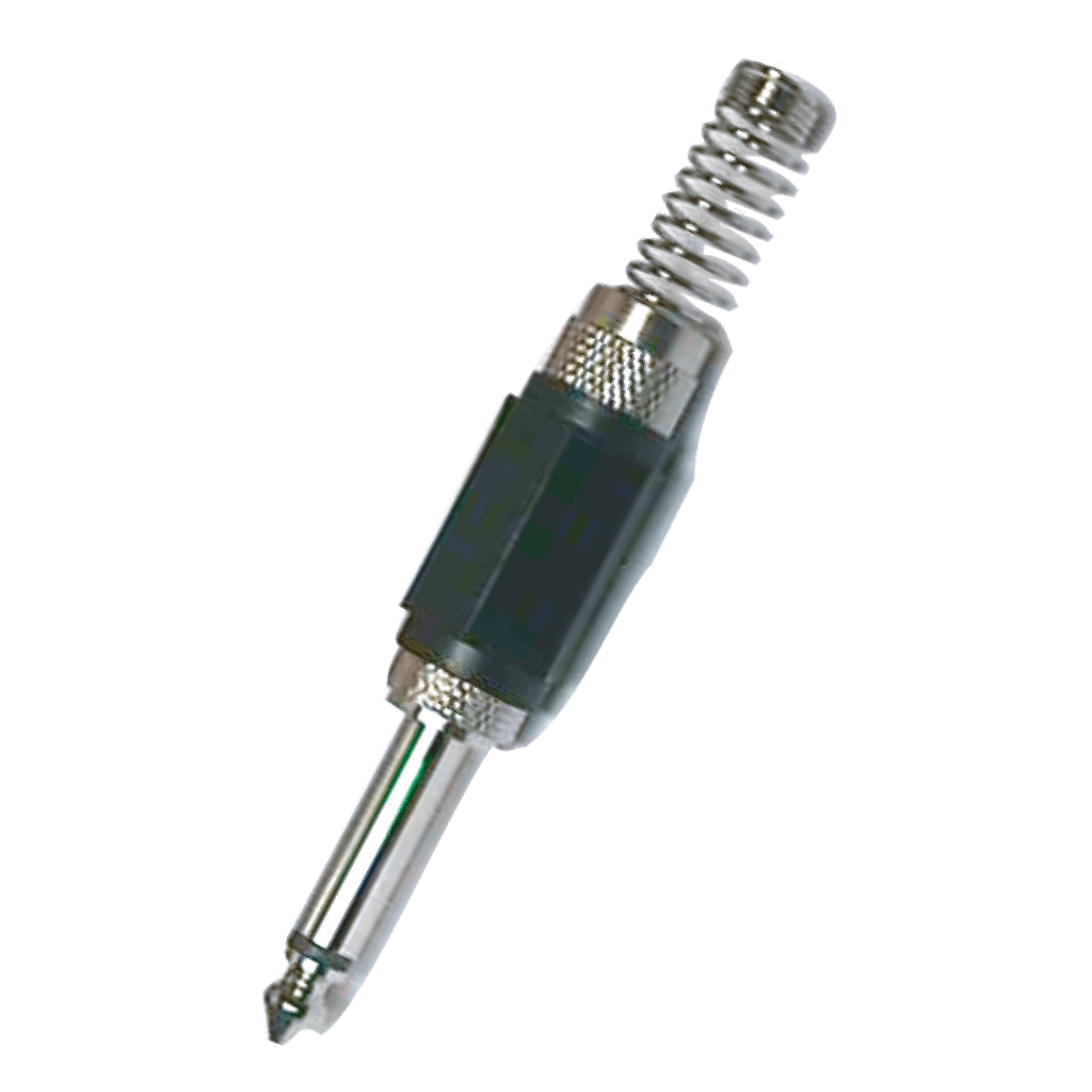 PLUG 6.3MM PLATEADO, MONO CON RESORTE, METALICO