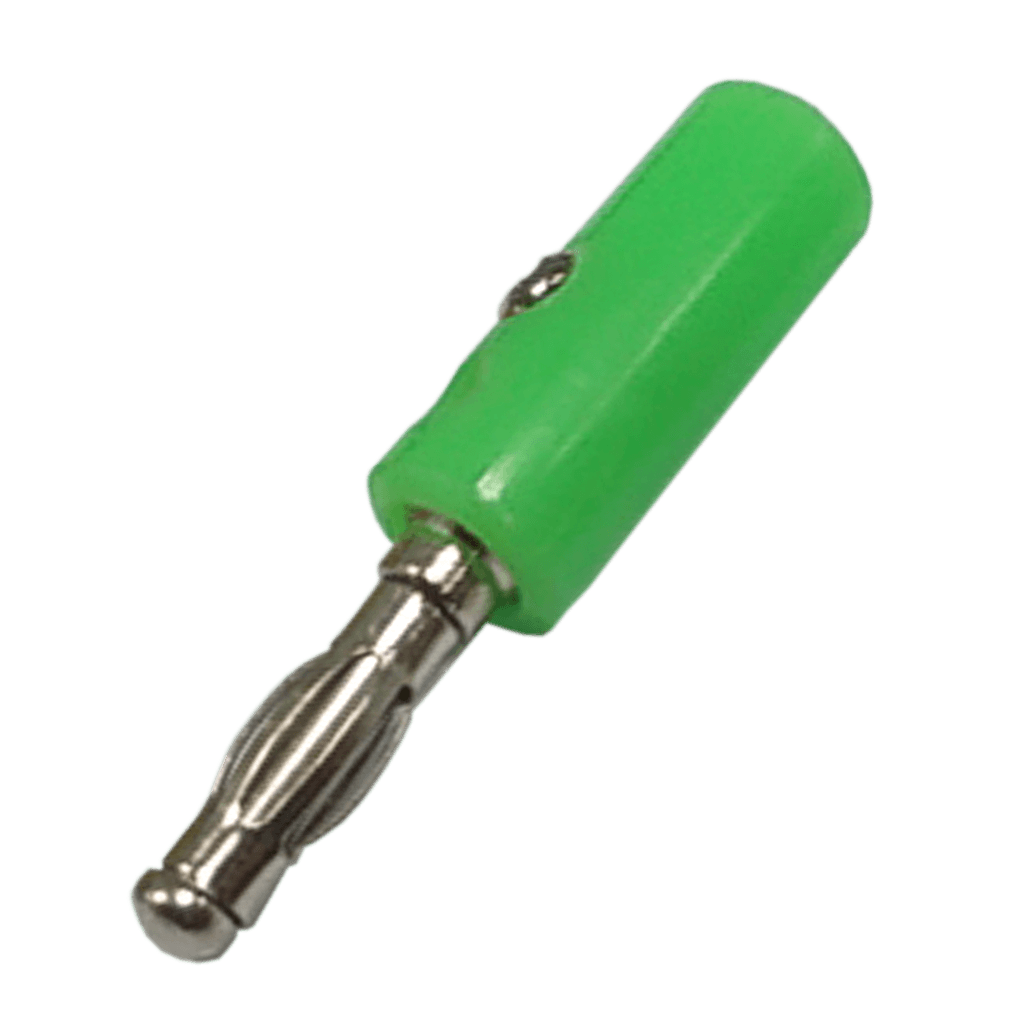 PLUG BANANA PLATEADO, VERDE, PLASTICO