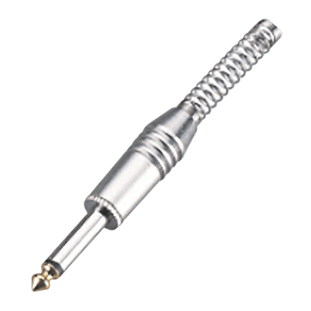 PLUG 6.3MM PLATEADO, MONO CON RESORTE, BAQUELITA, METALICO