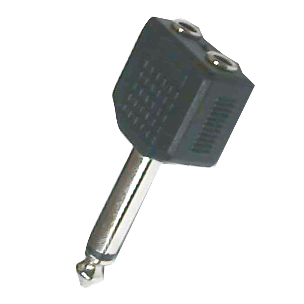 ADAPTADOR 2 JACK 3.5MM MONO A PLUG 6.3MM MONO, PLASTICO