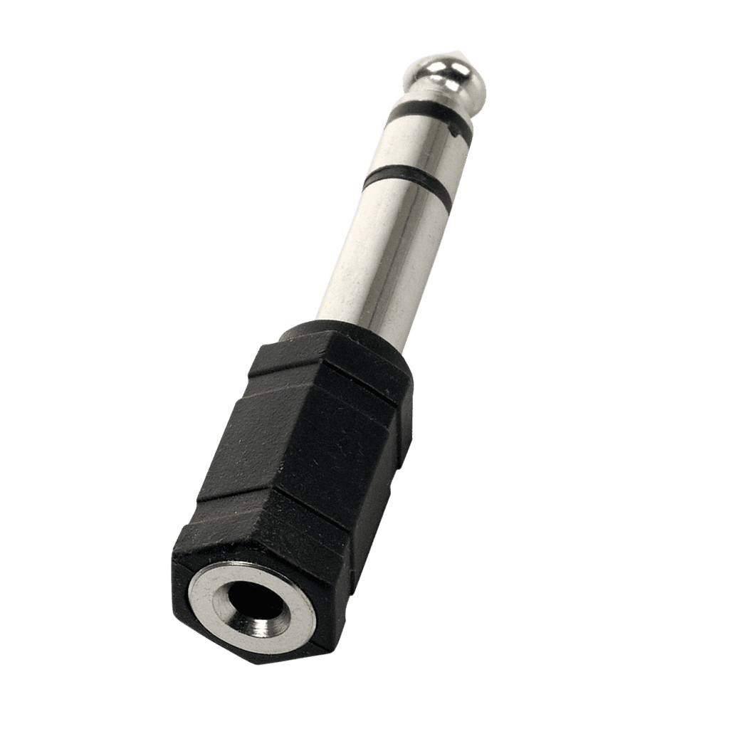 ADAPTADOR JACK 3.5MM A PLUG 6.3MM ESTEREO, DORADO, PLASTICO