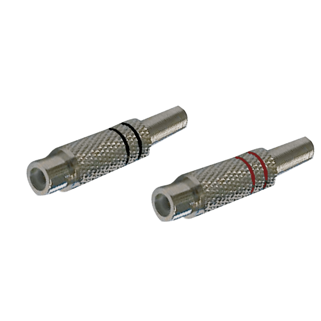 JACK RCA, NEGRO Y ROJO, CON RESORTE, METALICO